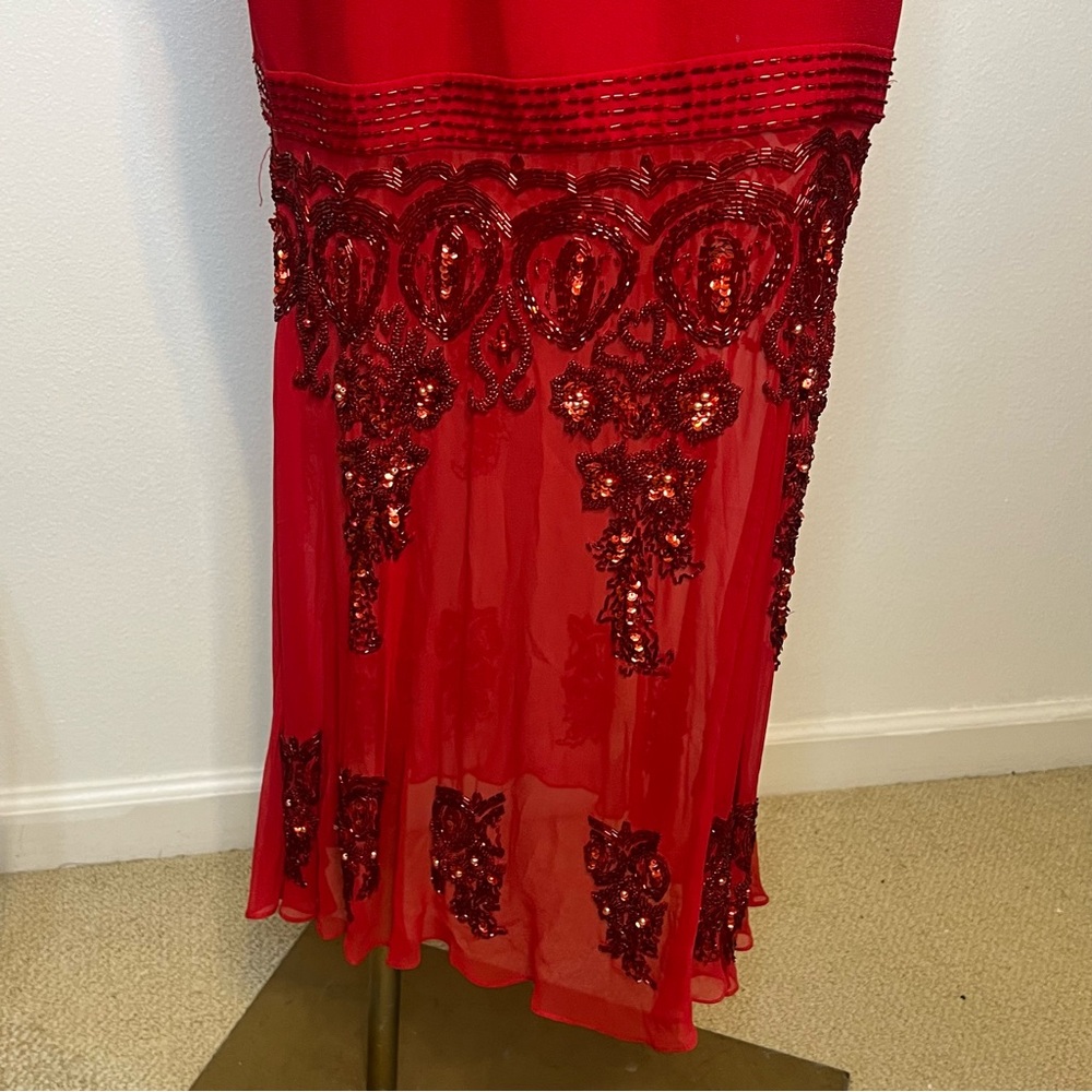 VTG Alyce Designs Red Sequin Roaring Midi Dress • Sz 8 Poly/ Silk - Picture 7 of 16
